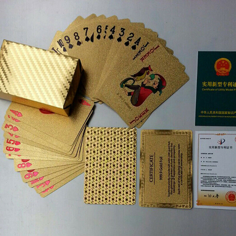 Waterproof Plastic Play Cards Poker Deck Magic Card Pvc Black Foil Golden Set