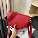 Fashion Women Crossbody Shoulder Bag Crocodile Leather Retro Handbag (Red) A