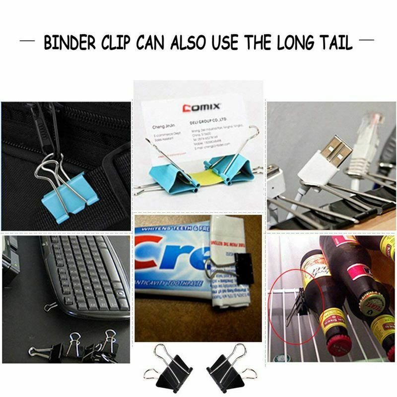 Binder Clips Paper Clamps Assorted Sizes 100 Count (Black), X Large, Large, C6R9