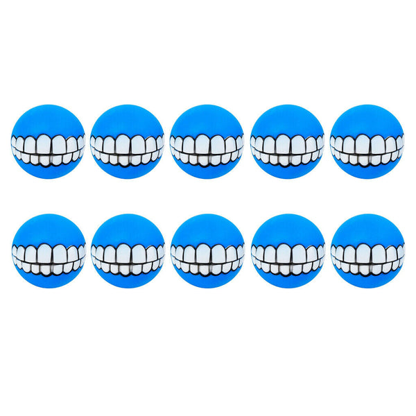 10x Dog Balls Toys - Squeaky Funny Teeth Clean Chewing Balls Toys Pet Supplies