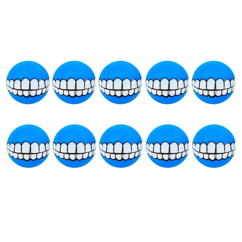 10x Dog Balls Toys - Squeaky Funny Teeth Clean Chewing Balls Toys Pet Supplies