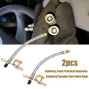 2pcs Stainless Steel Universal Extension Adaptors Sealed Tyre  Stem Braided