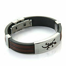 Stainless Steel Lizard Black Red Silicone Bangle Cuff Bracelet Wristband Me M9G4