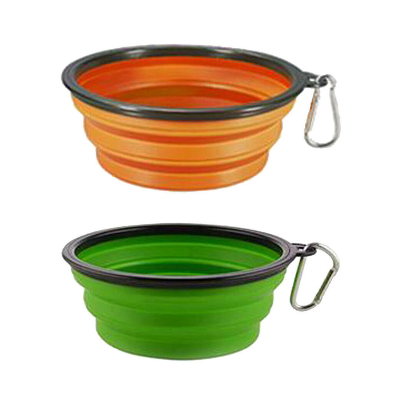 2 Pieces Collapsible Dog Bowl, Silicone Portable and Foldable Water Bowls with
