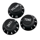 3 Pieces Plastic Electric Guitar Volume Tone Control Knob Cap 1V2T Black