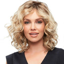 Fashion Women Short Blonde Curly Wigs Side Part Wavy Hair Shoulder Length Casual