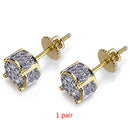 1pair Women Zirconia Jewelry Round Decorative Hip Hop Piercing Stud Earrings