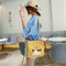2pcs/set Women Canvas Cat Print Shoulder Satchel Handbags Pen Bag (Yellow)