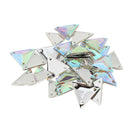 30 Pieces White AB Triangle Crystal Rhinestones Sew-on 3 Holes Flatback Craft