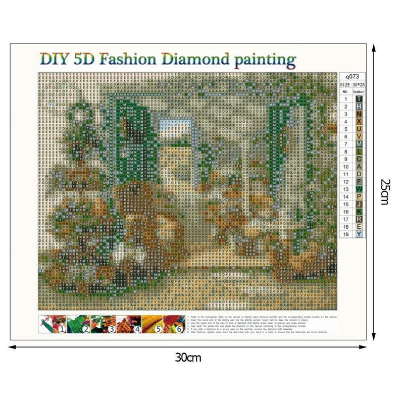 5D DIY Full Drill Diamond Painting Yard Flowers Cross Stitch Embroidery Kit