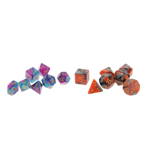 2 Set/ 14pcs 1.6cm/0.62'' Polyhedral Dice D12 D10 D8 D6 D4 TRPG Accessories
