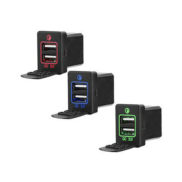 Qc3.0 12-24V Led Dual Port Usb Interface Charger Socket Power Adapter For T E5Z1