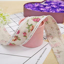 Rose Pattern Jute Burlap Rolls Hessian Ribbon with Trims Tape for Wedding