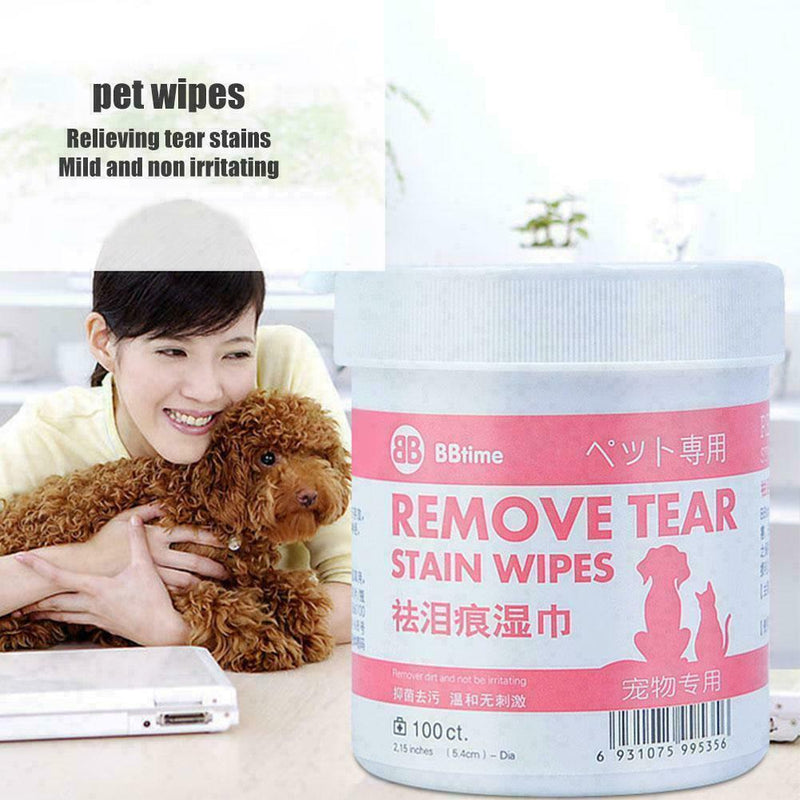 100X Pet Eye Wet Wipes Dog Cleaning Paper Towels Cat Remover Wipes Stain A6Z5