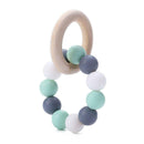 Nursing Bracelets Wooden Ring Baby Teether Silicone Chew Beads Toys (Blue) A