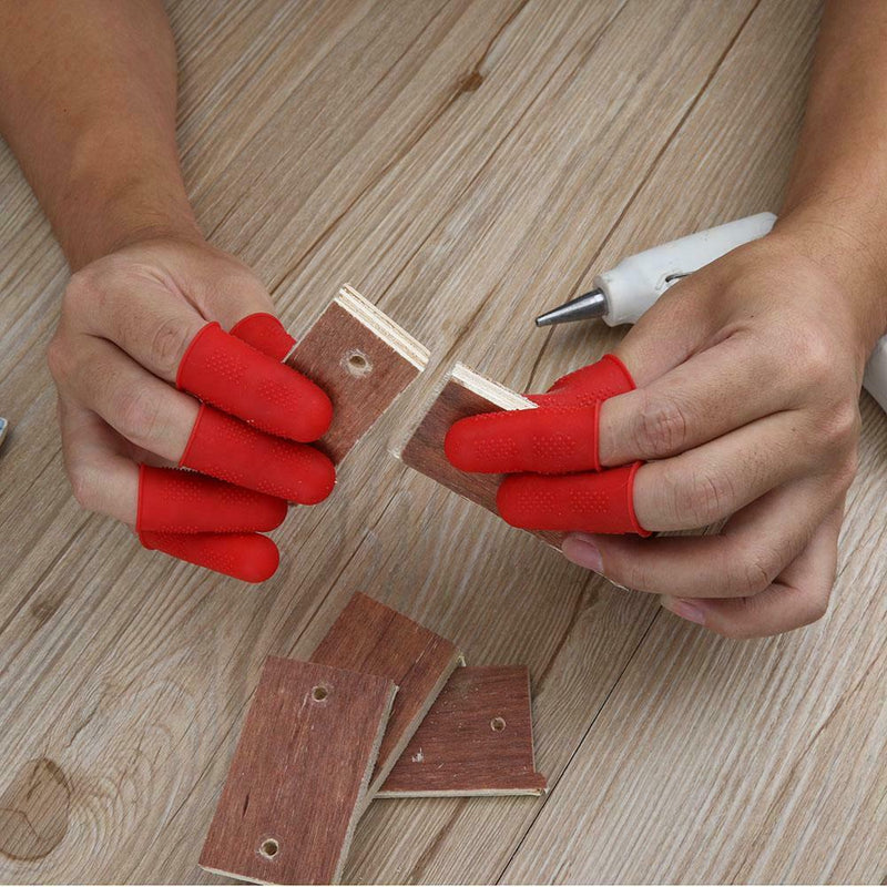 Anti-slip Hot Glue Gun Finger Caps Silicone Finger Cover Sleeve (Red 5pcs)