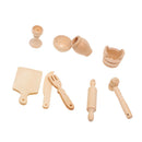 9 Pieces/Shapes Wooden Kitchen Tools Utensils Sets, Pretend Play Kitchen Kits