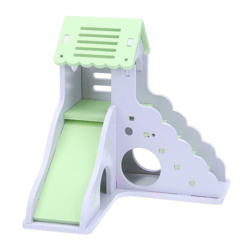 Waterproof Removable Stairs Double Layer Villa Hamster Sleeping Nest(Green)