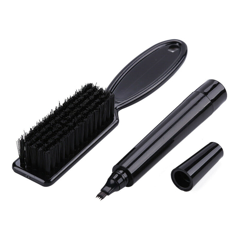 Double End Men Beard Growth Pen Shaping Pen Shaving Brush Kit (Dark Brown) A