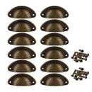 12Pcs Door Drawer Cabinet Iron Shell Cup Semicircle Handle Pull Knob With S
