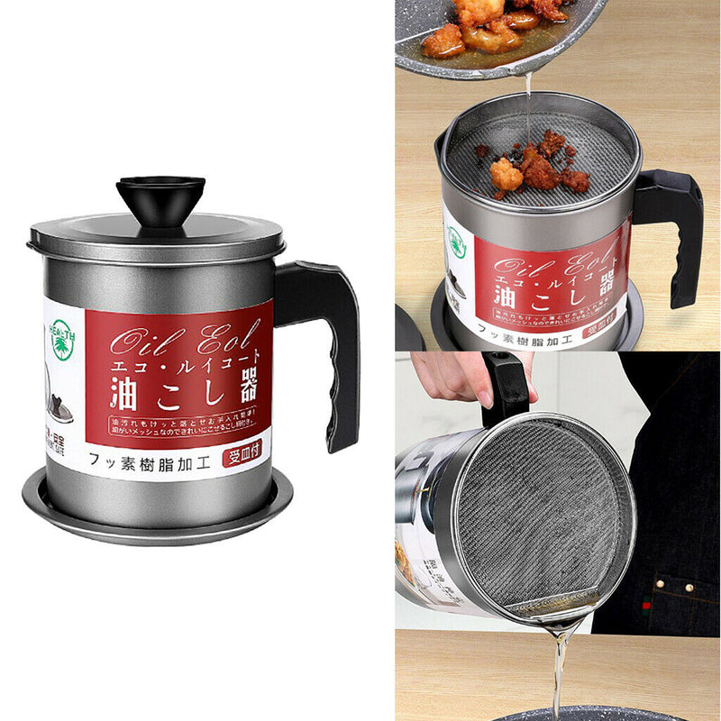 2pcs 1.7L Kitchen Oil Dripping Pot - Non Stick Container / Strainer Grease Can