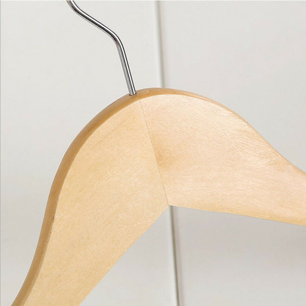 5x Wooden Coat Hanger Suit Garment Clothes Wardrobe Wood Hangers with Clip