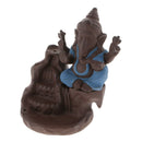 Ceramic Elephant God Smoke Backflow Incense Burner Stick Cone Holder Blue b