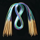 1X(Multicolor Tube 18 Size/Set Bamboo Circular Crochet Knitting Needles Set