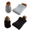 2Pair Baby Boy Girl Winter Cap Knitted Faux Fur Pom Bobble Beanie Hat Scarf