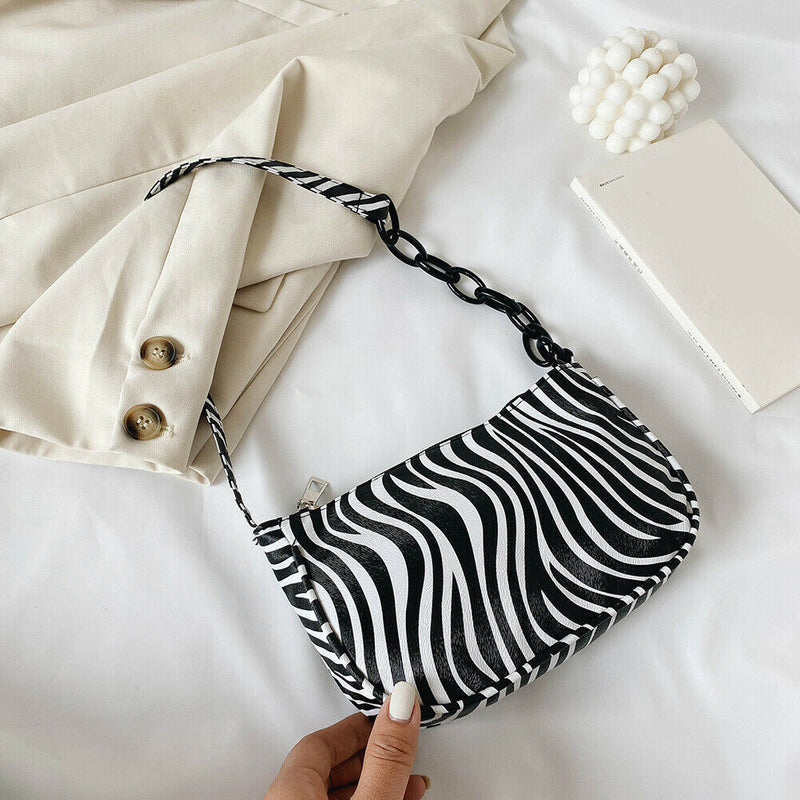 Fashion Zebra Print Women Handbag Tote Small PU Underarm Shoulder Bag (1)