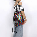 Fashion Reversible Sequin Drawstring Bag Cinch Sack Backpack String Back Pa