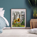 Building Sunflower Picture Full Round Rhinestone Diamond Painting Craft