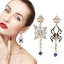 Crystal Rhinestone Spider Web Long Earring Stud Net Punk Pierced Ear Halloween