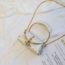Metal Ring Handle Women Handbag Mini Cute Tote Bag Chain Rivet Shoulder Bag D5Q6