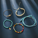 5pcs Boho Ethnic Weave Rope Bracelet DIY Beads Bangles Jewelry (Style 5) A