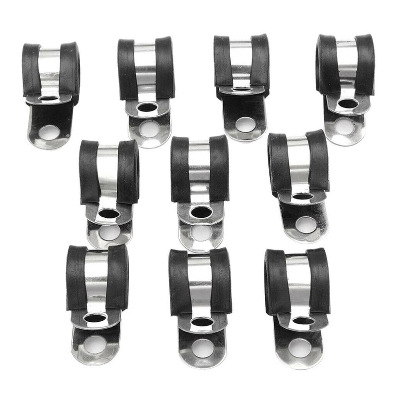 10Pcs Insulated 13mm 1/2" P Tube Clips Hose Pipe Line Clamp P Type 13 x36mm