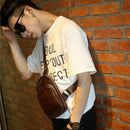 Men's PU Leather Chest Cycle Sling Pack Satchel Shoulder Bag Small Day Pack T9Q8