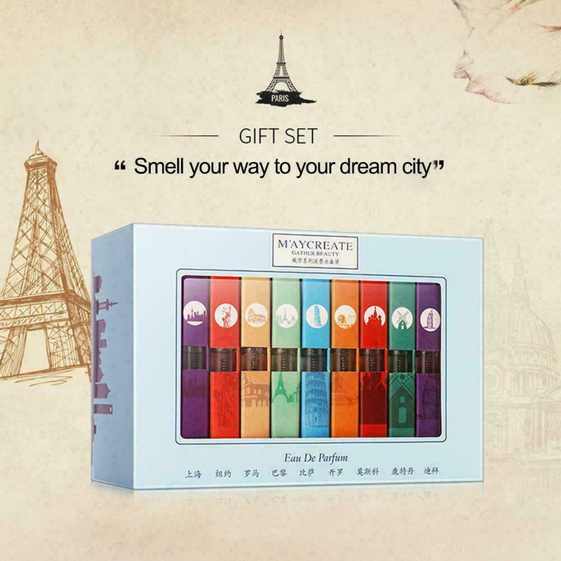 9Pcs Women Mini Perfume Gifts Set City Fragrances Kit Spray Water Aromatic J0Z9