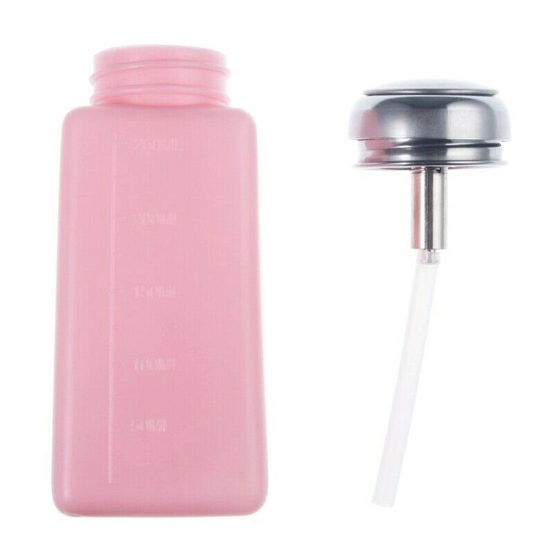 New Empty Pump Dispenser For Nail Art Polish Remover Pink and White Bottle B2Z3