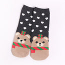 5pair European Fashion Christmas Sock Women Deerlet Santa Claus Print Short Sock