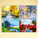 4 Pack Snow Scene DIY 5D Diamond Painting Kits Full Drill Cross Stitch Decor