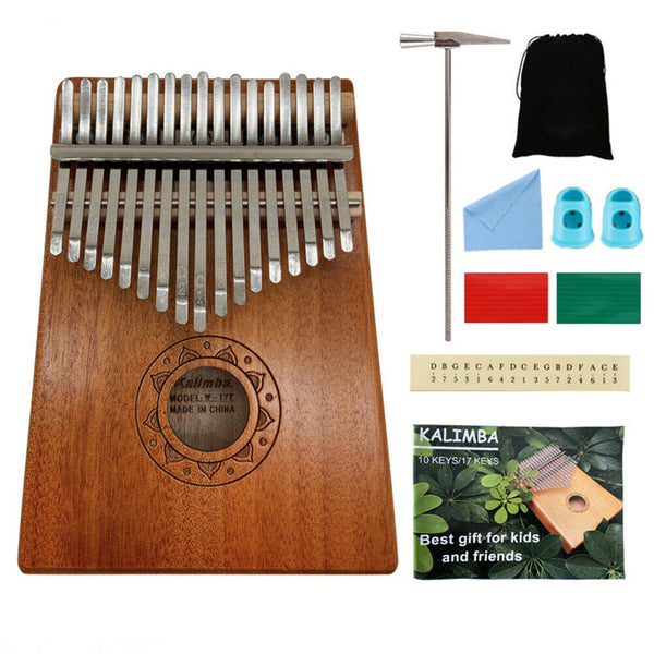 17 Keys Mahogany Wood Kalimba Thumb Finger Piano Musical Instrument (Lotus) A#S