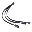 4 pin PWM Fan Cable 1 to 3 ways  Splitter Black Sleeved Extension Cable