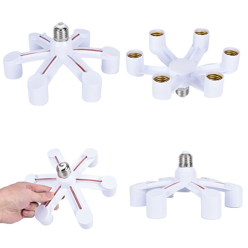 1 To 6 Lamp Holder E27 Socket Base LED Lamp Base Bulb Splitter Holder Conve_ Gw