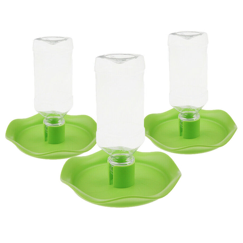 3x Reptile Pet Water Drinking Bottle Feed Frog Dispenser Bowl Feeder Green