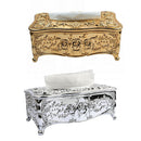 2pcs Rose Flower Pattern Tissue Box Acrylic Wide Use for Living Room -Golden