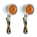 2Pcs Motorcycle Amber Turn Signals Indicator Lights Lamp Bullet-Shaped