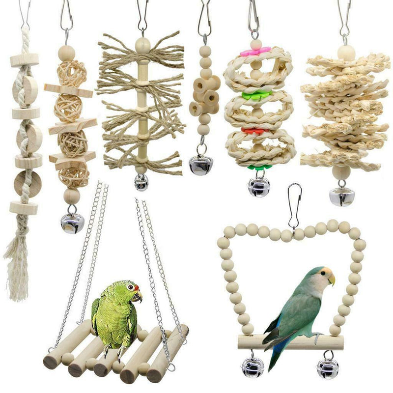 Set Of 15 Bird Parrots Stand Swing Chew Toys For
