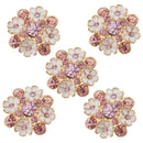 5x Flower Crystal Buttons with Shank for DIY Decor Crafts Sewing 23mm