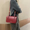 Retro Women Shoulder Bags Flap PU Leather Casual Solid Handbags (Wine Red)